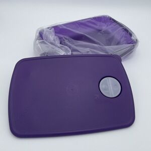 New Tupperware Microwave Rock N Serve Rectangle 6 Cup Purple Container Vent